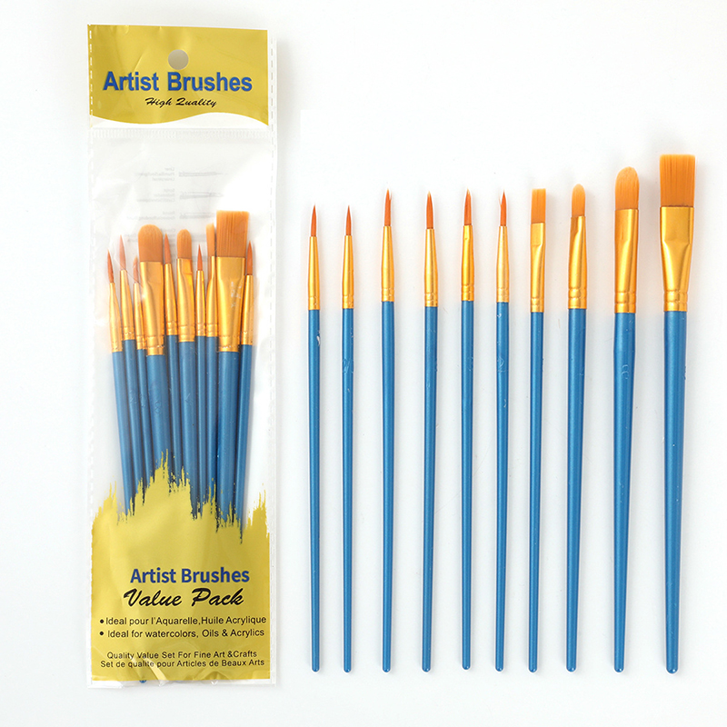 Gouache Paint Set - 10 Buah Set Kuas Minyak Batang